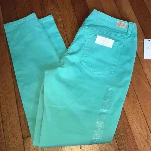 S&Co. Macy’s Skinny low rise mint green jeans 10 - Picture 4 of 5